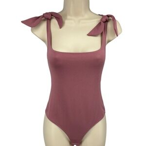 Intimately Free People Mulberry Bow Shoulder Low Back Bodysuit XS NWT